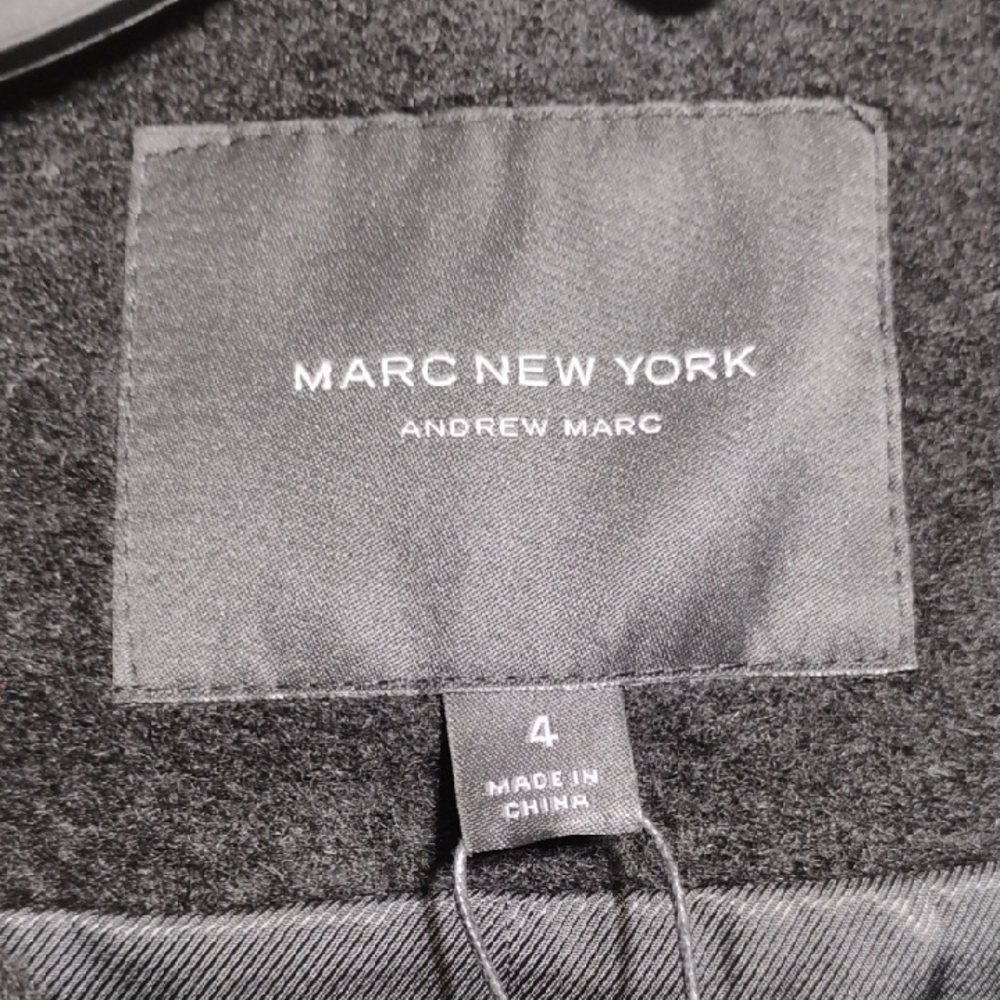 SALE! NWT Marc New York Black Hooded Flair Wool Blend Coat (A-71 CRATE) - Picture 2 of 10